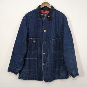 Vintage OshKosh B'Gosh Chore Jacket 44R Blue Denim Quilted Lined Corduroy Collar